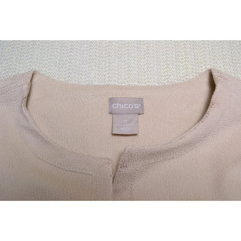 Chico's Beige Long Jacket Textured‎ Open Front Cardigan Coatigan Size 0 Large